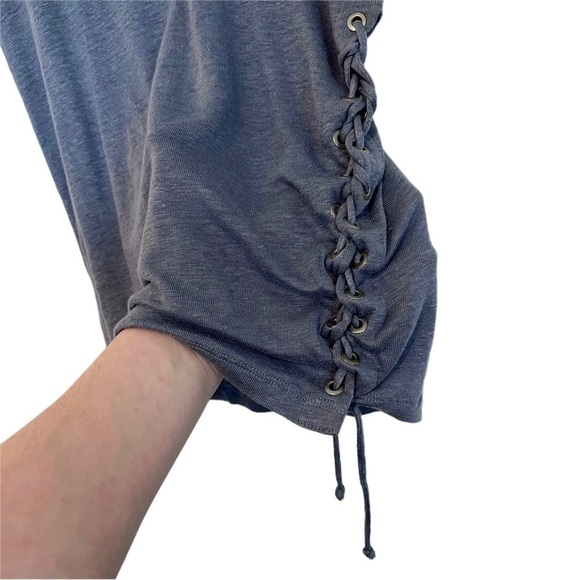 IRO Irys 100% Linen Lace Up Side Tee Size XS Periwinkle - Picture 4 of 7
